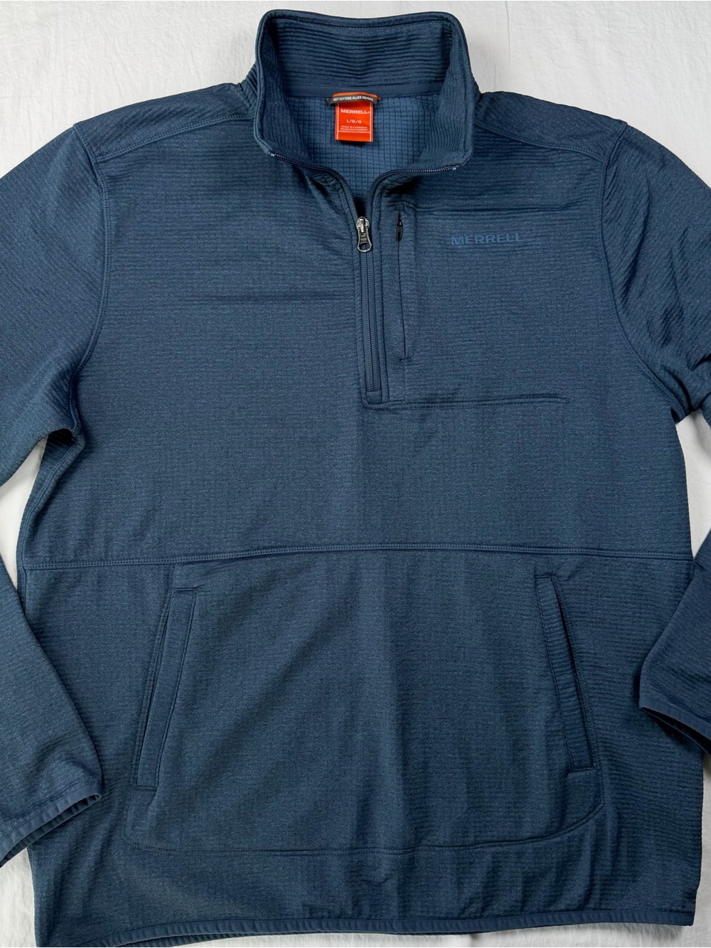 Merrell Men’s L Navy Blue Grid Fleece 1/4 Zip Pullover 1926590 Outdoor